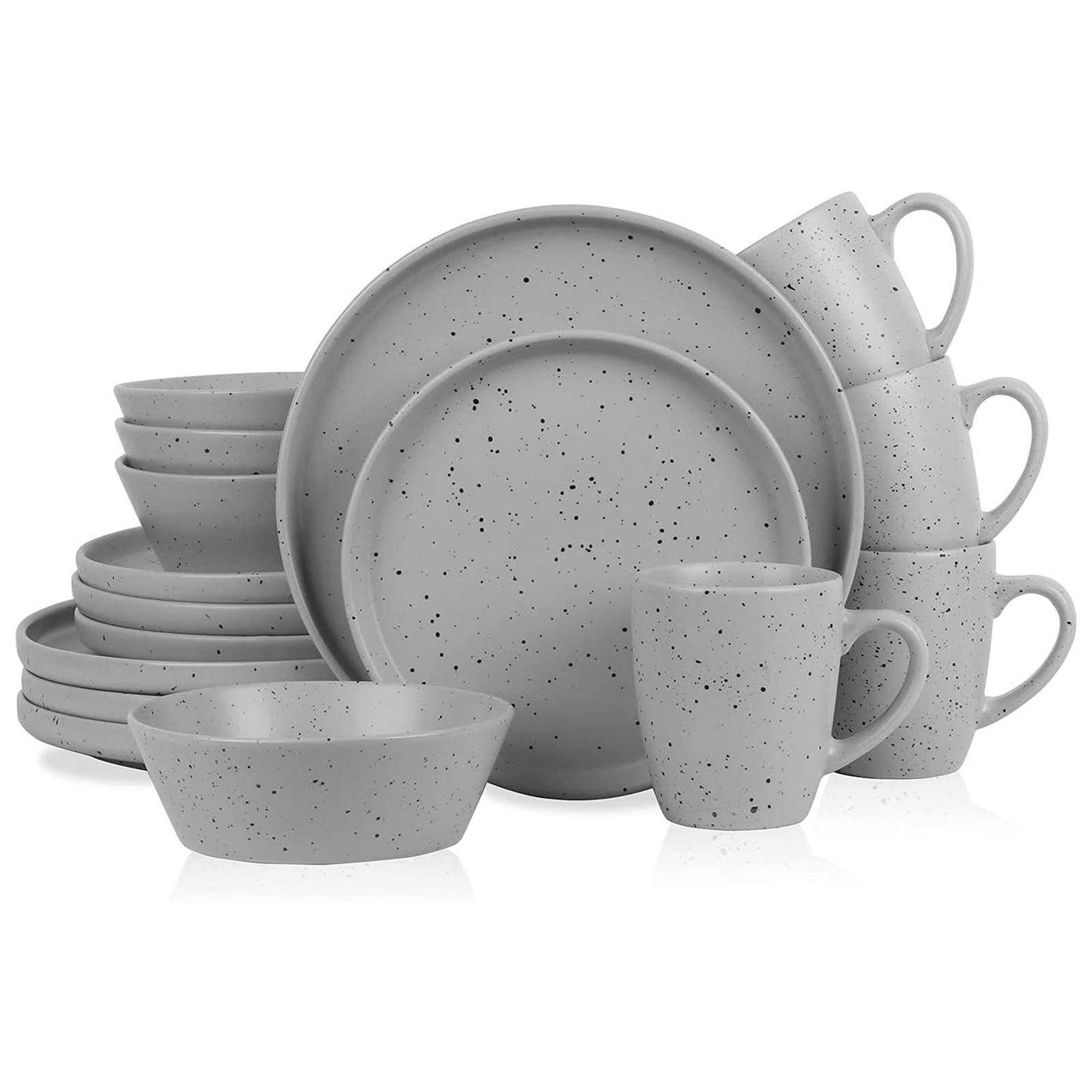 Stone Lain Jade Stoneware 16 Piece Dinnerware Set, Service f