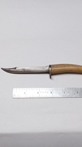 Vintage Handmade Hunting Knife Fixed Blade Antler Handle Carbon Steel Clip Point