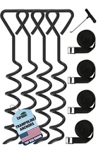 4-Pc Pack Spiral Stakes Heavy Duty Anchor Kit Ice Screw Anchor Trampoline Tents 