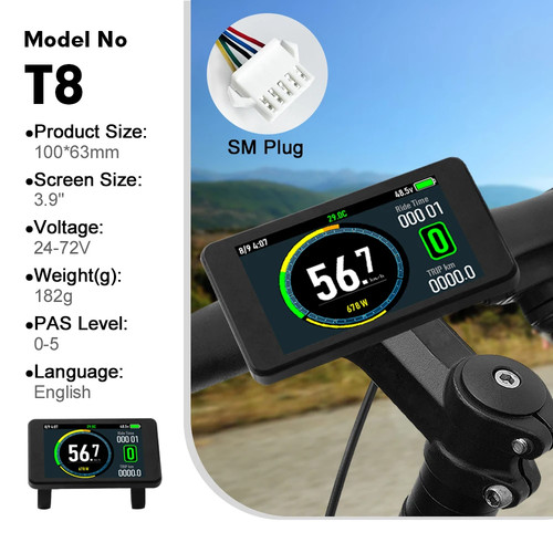 Electric Bike Display 24V-72V Ebike LCD Colour SM/Waterproof Plug Display   - Picture 40 of 46