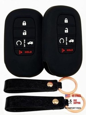 2Pcs Silicone Key Fob Cover for 2022-2026 CR-V HR-V Accord Civic Pilot Black