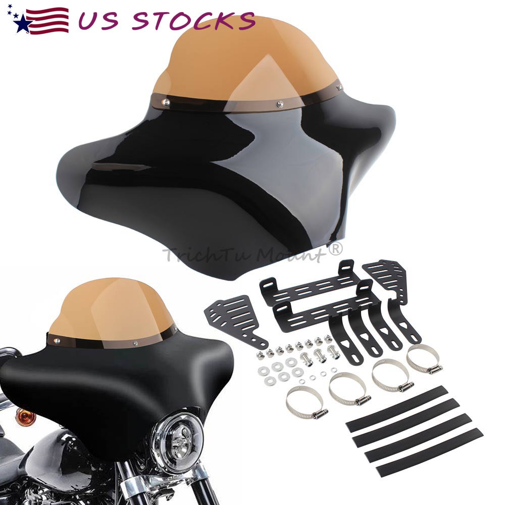 Smoke Windshield Vivid Black Batwing Fairing Kit for Harley Softail Road King
