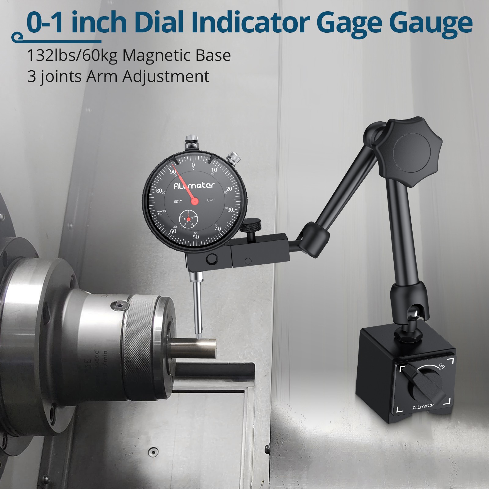 132lbs Digital Dial Indicator Magnetic Base Precision Test Gauge 0-1"/0-0.001"