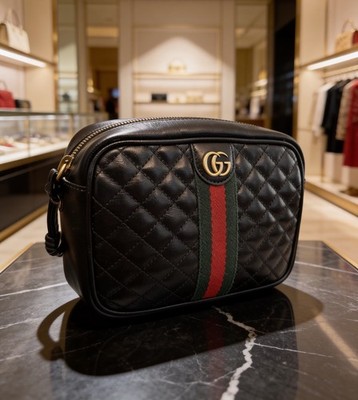 Gucci GG  Marmot Trapuntata Camera Bag Quilted Leather Mini 536441 Made In Italy