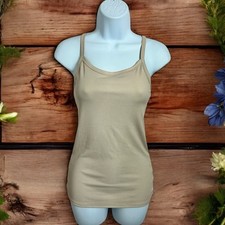 No Boundaries Beige Ribbed Cami Top Sz M 7-9 Spaghetti Straps Tank Neutral New