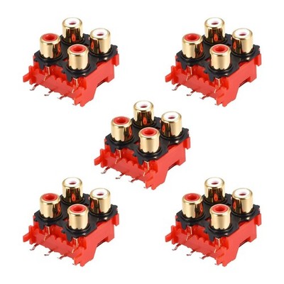 AV Concentric Outlet 4   Female Jack 6 Pin Connector Socket Panel Mount 5pcs #iw