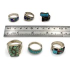 Signed Southwest Sterling Turquoise Coral Opal Onyx Inlay Ring Lot of 6 #S5345-5 — photo 8