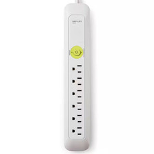 6 Ft, 6-Outlet, Power Strip Surge Protector - White