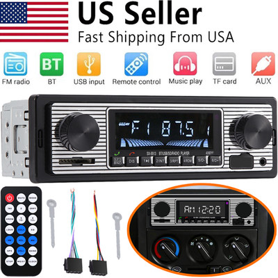 Vintage Car FM Radio Bluetooth MP3 Player USB Classic Stereo Audio Receiver AUX