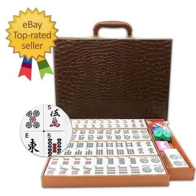 American Mahjong Set 166 Tiles w/ Traveller Size Case, Dices, Chips, Manual,W...
