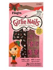 Little Fingr's GIRLIE NAILS #32960 24 Stick-On Nails & Stickers REINDEER Holiday