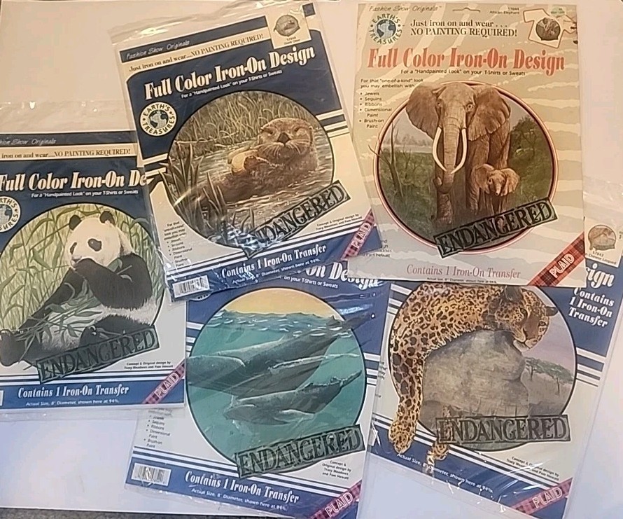 Vintage Set Of 5 Earth'S Treasures Iron-On Transfers