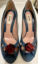 Moschino Womens Vintage Teal Lady bug Pumps Shoes Size 7