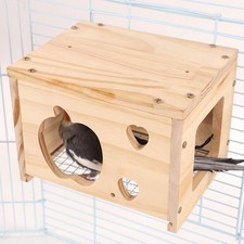 Wooden Bird House for Cage Parakeet Nesting Box Decorative All Season Use Shed