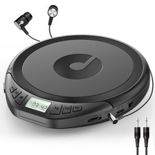 Portable CD Player with Earphones Anti-Skip Shockproof Discman for Car Home
