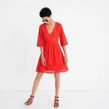 Madewell Prarie Embroidered Eyelet Midi Dress NEW 6  NWT Sleeves