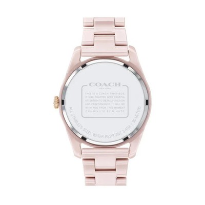 Coach Preston 14503264 Pink Ceramic Band Swarovski Crystal Date