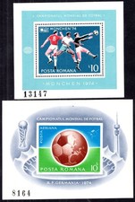 ROMANIA 1974 BLOCK 114-115 ** MINT CONDITION IMMACULATE FOOTBALL WORLD CUP (06681