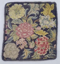 Antique French Needlepoint Floral Tapestry 44x40cm
