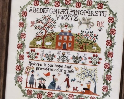 Kreuzstich Muster ABC Sampler Alphabet Haus Primitiv Quäker