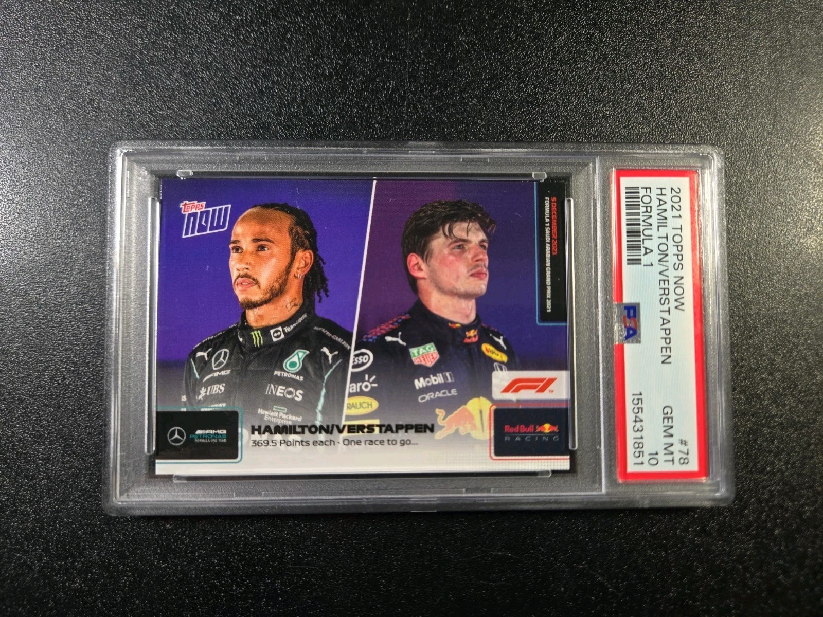 PSA 10 Lewis Hamilton Max Verstappen 1 Race To Go 2021 Formula 1 F1 Topps Now 78