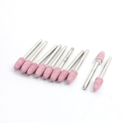 10pcs 3mm Shaft 6mm Conical Abrasive Mounted Stone Grinding