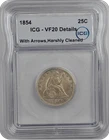 1854 Seated Liberty Arrows Quarter ICG VF-20
