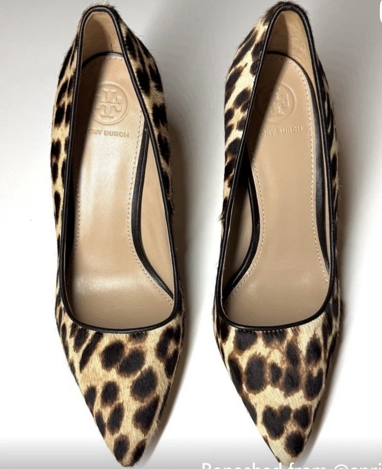 Zapatos de salón Tory Burch Elana 85 mm Leo coco 7 venta al por menor $325 pelo de becerro napa cuero Foto 2 de 4
