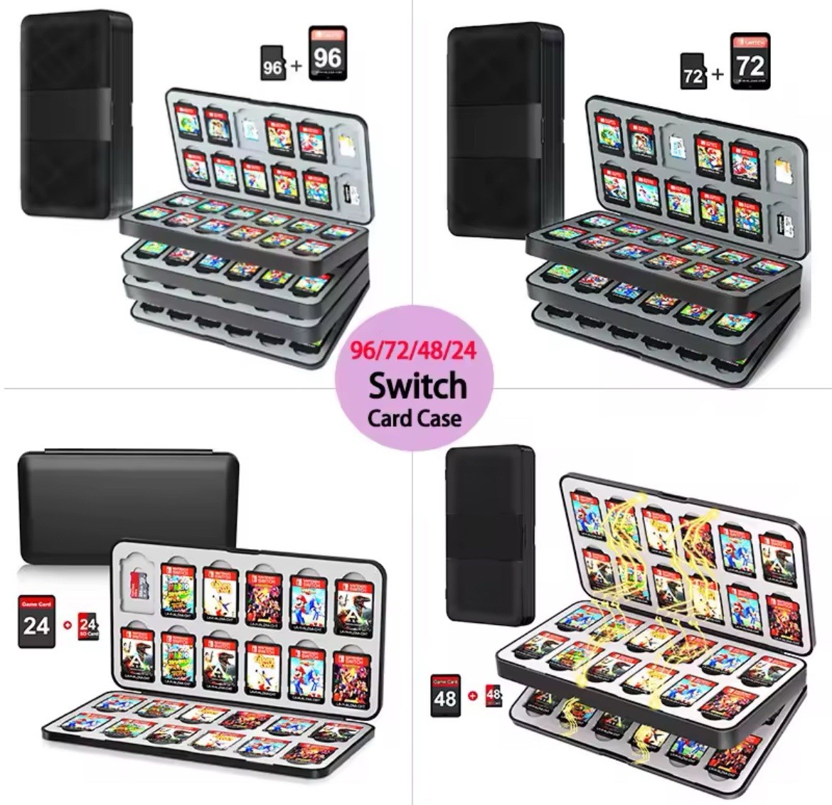 NEW 96/72/48 In 1 Switch Game Card Storage Case For Nintendo