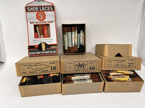 Cajas de CORDONES vintage con exhibición de tienda pequeña de pie 4 cajas de cordones - Imagen 3 de 11
