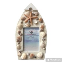 Shells Starfish Sea Life Photo Picture Frame Wood Boat Beach House Decor