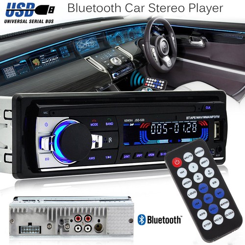 12V FM In Dash Car Stereo Radio 1 DIN SDUSB AUX Bluetooth Handsfree Head Unit