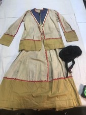 Native American girl halloween indian costume with wig vtg 40s handmade retro