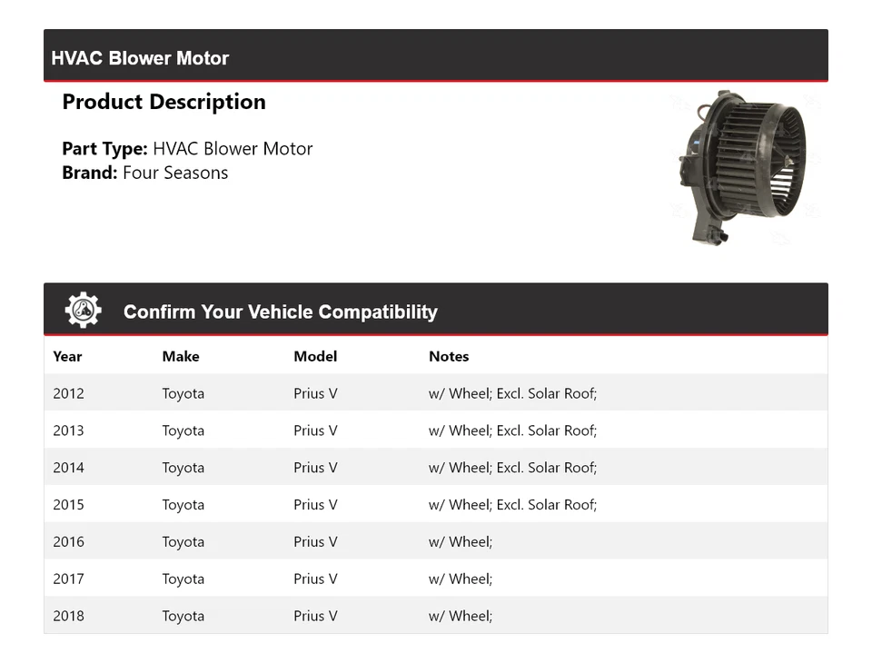 Motor soplador de climatización para Toyota Prius V 2012-2018 4 estaciones 2013 2014 2015 2016 Foto 2 de 4