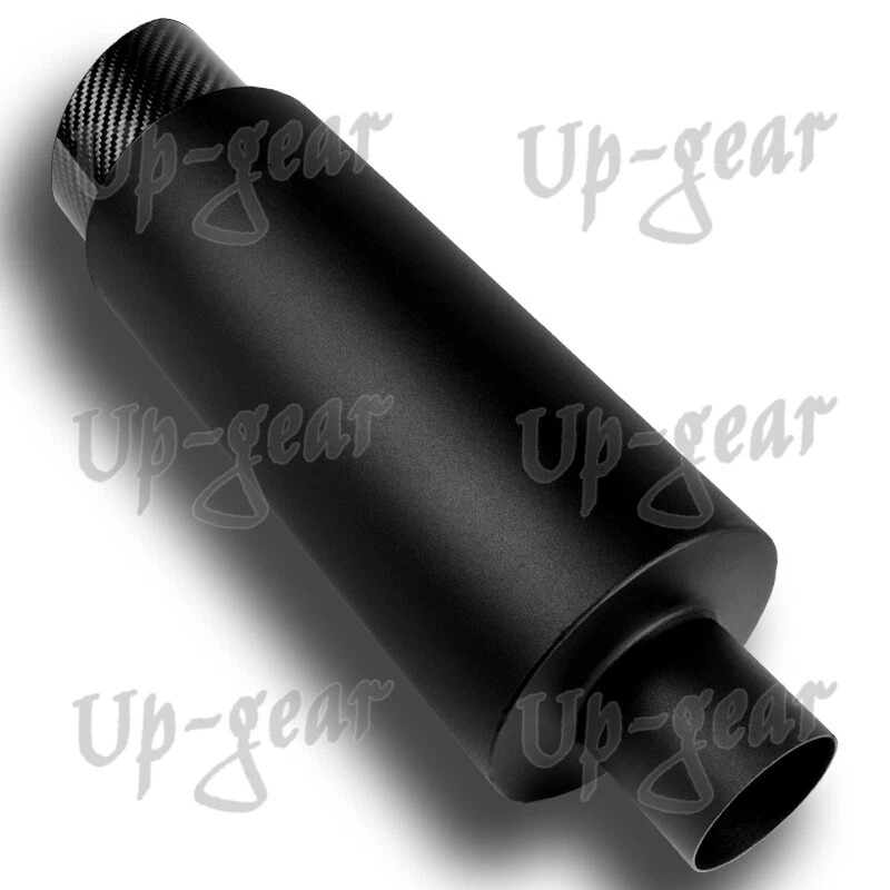 Universal 4" Carbon Fiber Slant Tip Black Stainless Exhaust Muffler 3" Inlet - Image 3 of 4