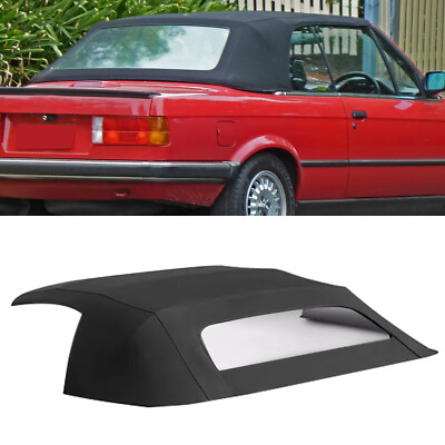 Fits 1986 1987-1993 B 3-Series E30  Convertible Soft Top & Plastic Window Black