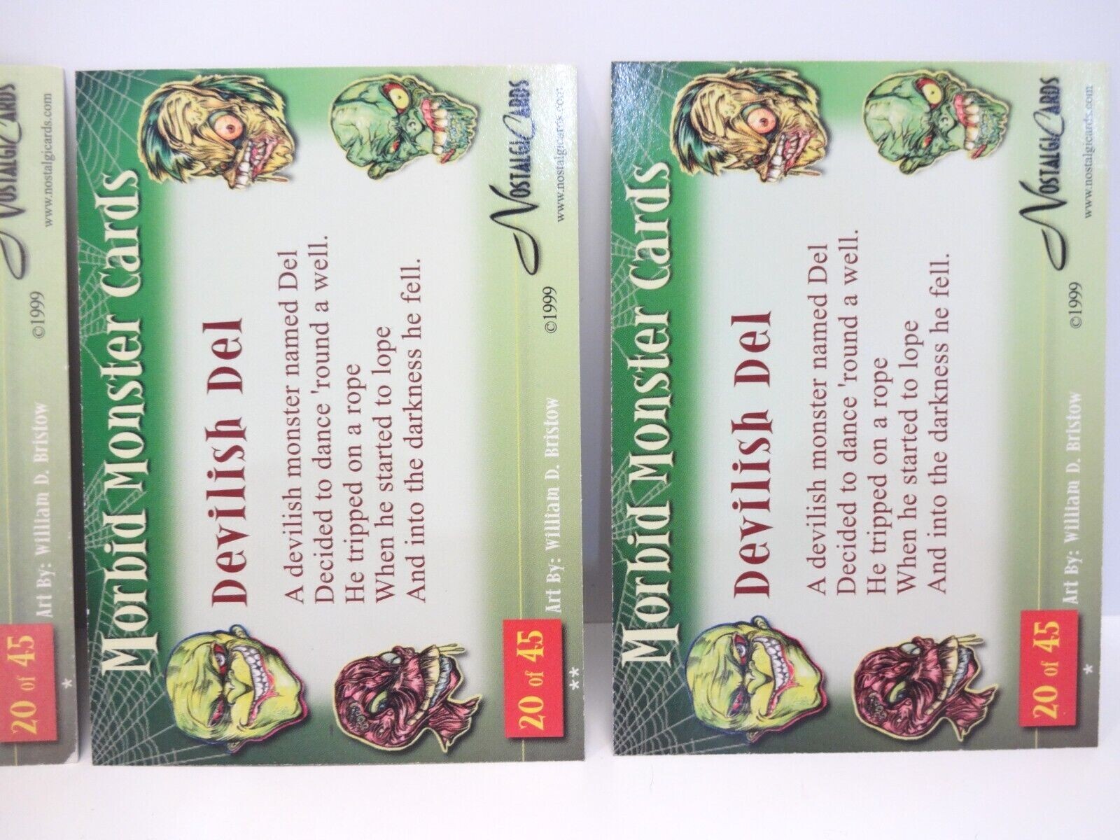 Morbid Monster Cards 4 variation Set of Devilish Del 1999 Nostalgicards - Picture 6 of 6