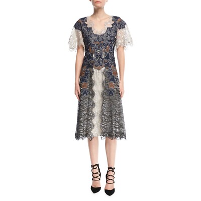 Jonathan Simkhai Dimensional Lurex Flutter-Sleeve Lace Midi Dress Blue in Size 4 | eBay Jonathan Simkhai Dimensional Lurex Flutter-Sleeve Lace Midi Dress Blue in Size 4 | eBay