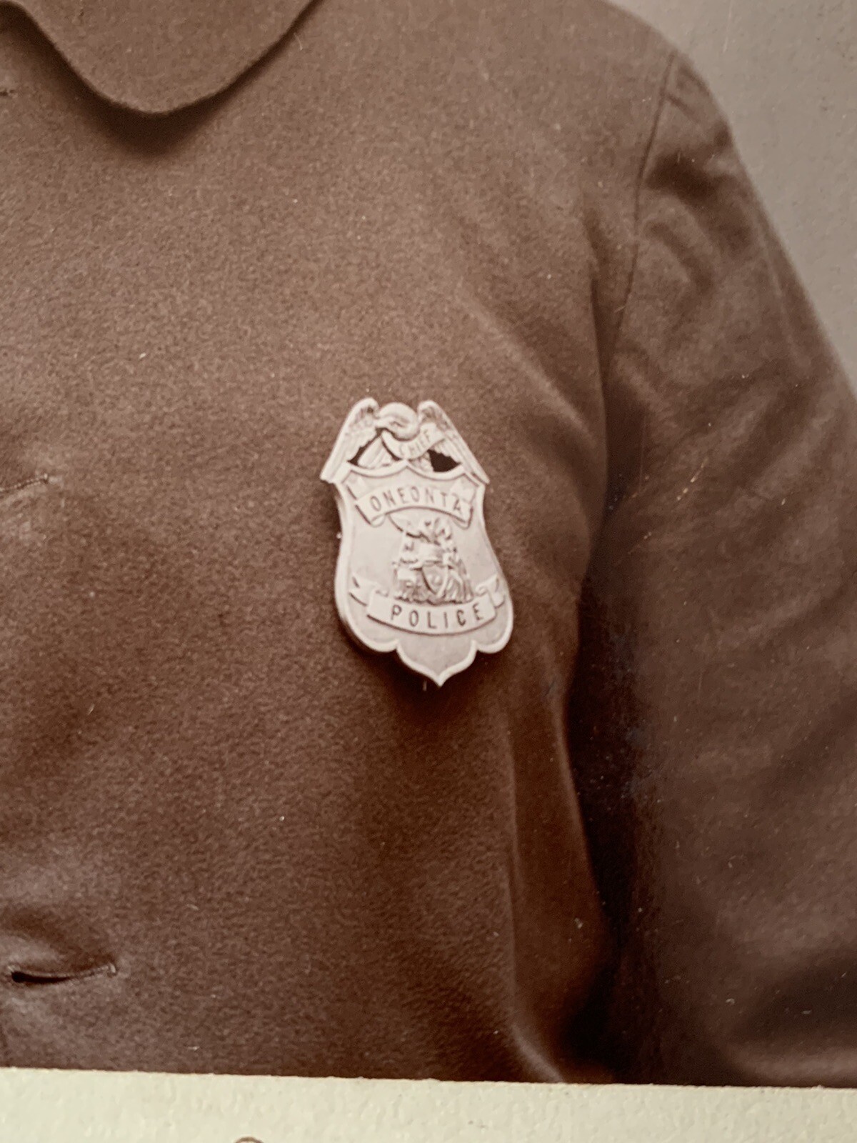 Vintage Photo Of Oneonta, NY Chief Of Police Wearing Badge eBay