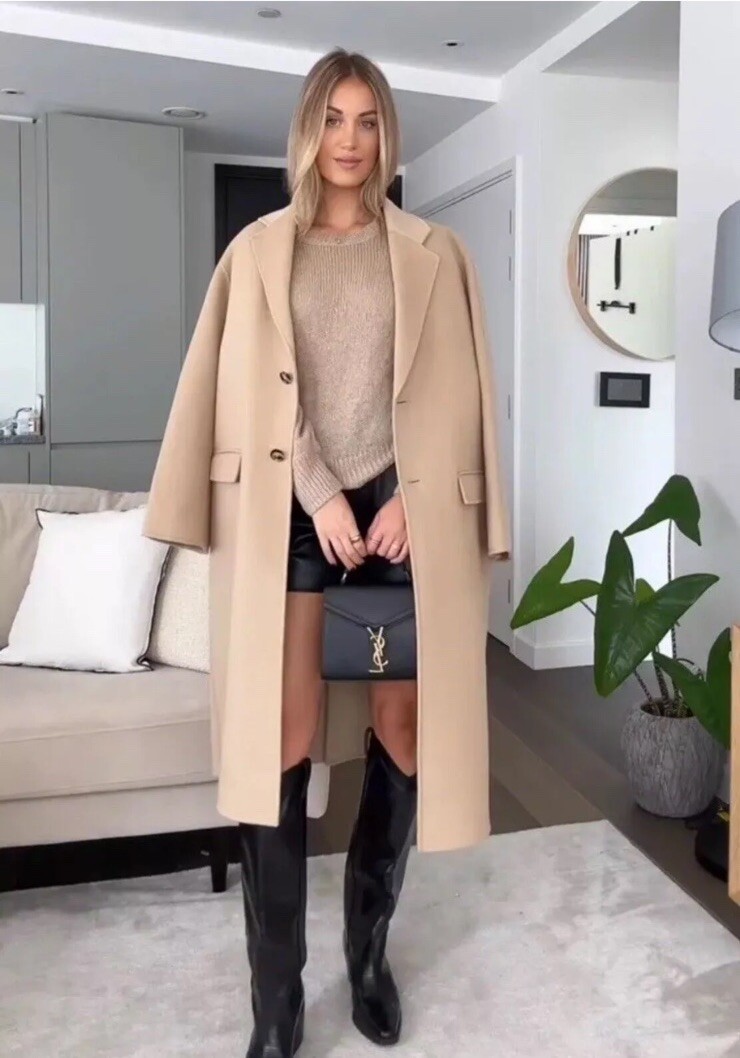 Zara ZW Collection Double-Faced Wool Blend Coat Camel M-L   7522/247 New