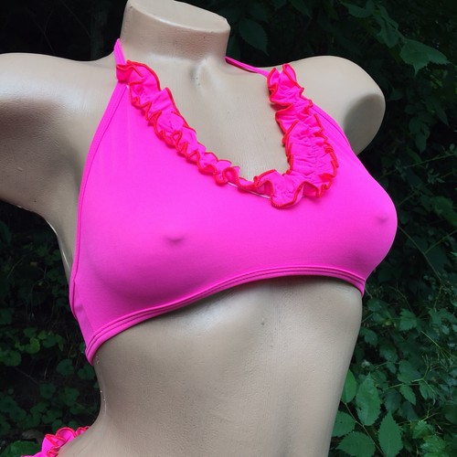 Hot Pink Rüsche 2-teilig Bikini Badeanzug Schwimmen Sommer Urlaub Kleidung Tänzerin - Bild 2 von 11