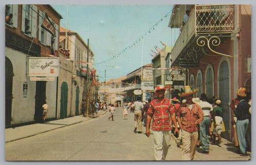 Typical Street Scene In St. Thomas, Virgin Islands, USA, Vintage Post Card. - 第 1/2 張圖片