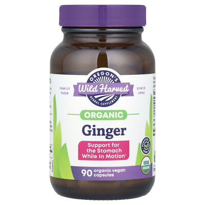 Oregon s Wild Harvest Ginger 90 Veggie Caps Dairy-Free, Gluten-Free, Organic,