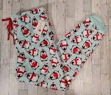 Secret Treasures Sleep Pajama Pants LARGE Mint Green w/Penguins Super Soft NEW