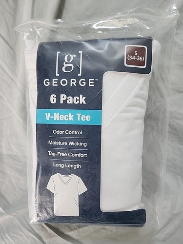 George Men's V-Neck T-shirts , 6-Pack Size SMALL NEW | eBay