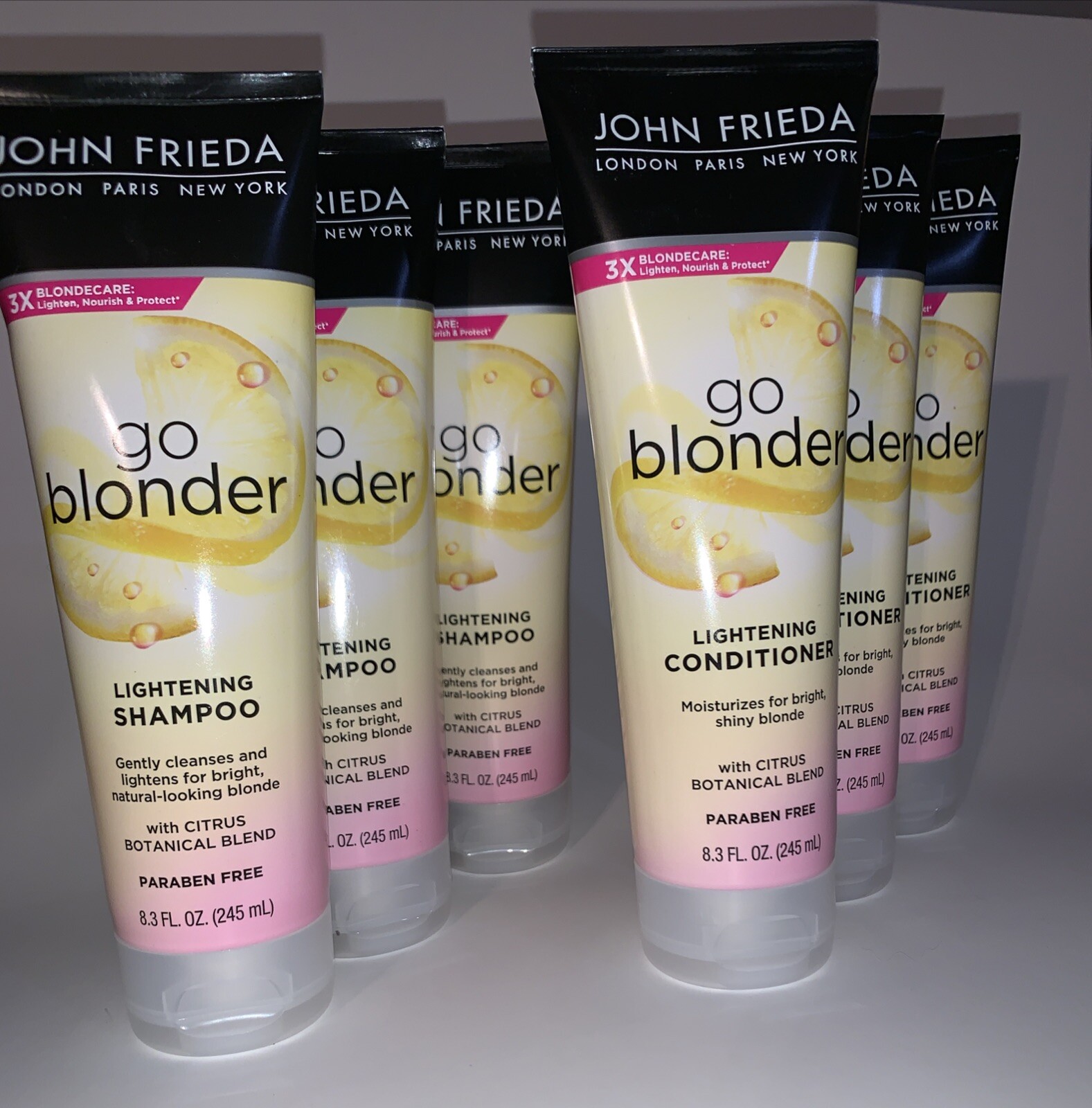 6 champú aclarador John Frieda GO BLONDER 3 y acondicionador Lightning 8,3 fl oz