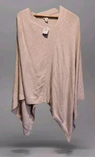New J Jill Oatmeal Knit Poncho One Size Bamboo Blend Asymmetrical