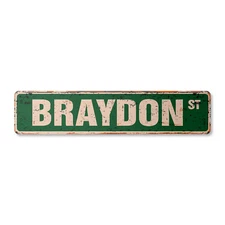 BRAYDON Vintage Street Sign Childrens Name Room Metal Sign
