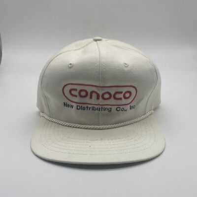 Vintage Conoco White Hat Cap New Distributing Co Inc