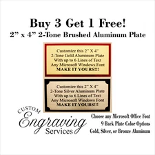 2"x4" TWO TONE ALUMINUM ENGRAVED SUBLIMATION PLATE TAG PLAQUE  See Description